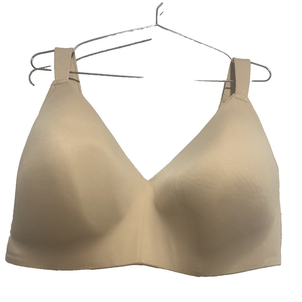Auden Lightly Lined padded wire free Bra 46 DDD convertible straps PEARL TAN NEW
